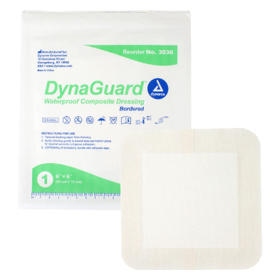 DynaGuard - Waterproof Composite Dressing, 6" x 6", 10/Box, 12/Case