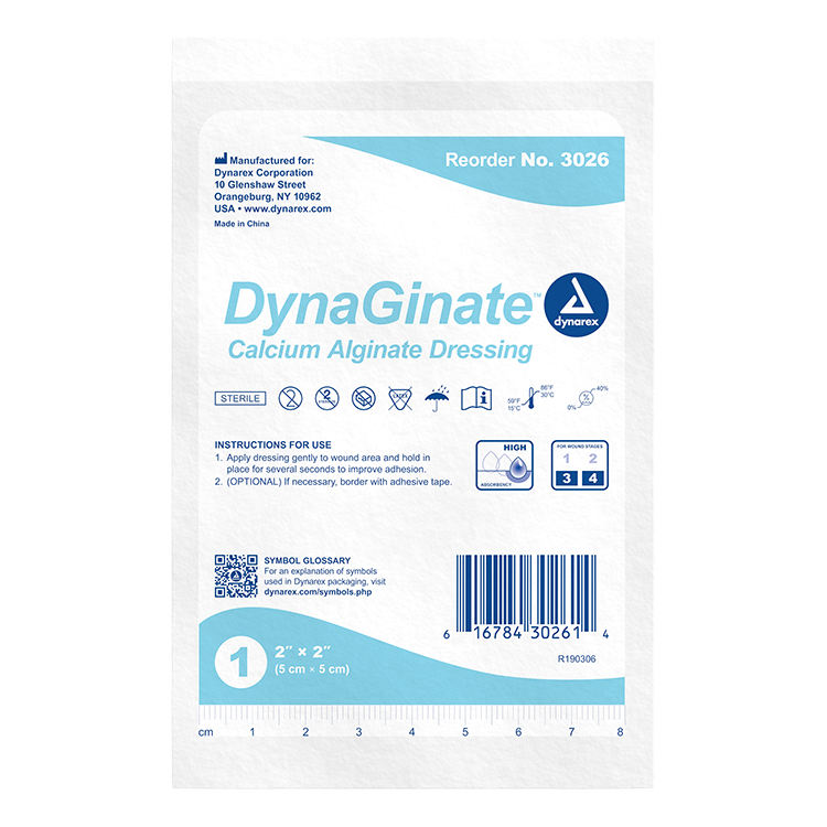 DynaGinate - Calcium Alginate Dressing, 2" x 2", 10/Box, 12/Case