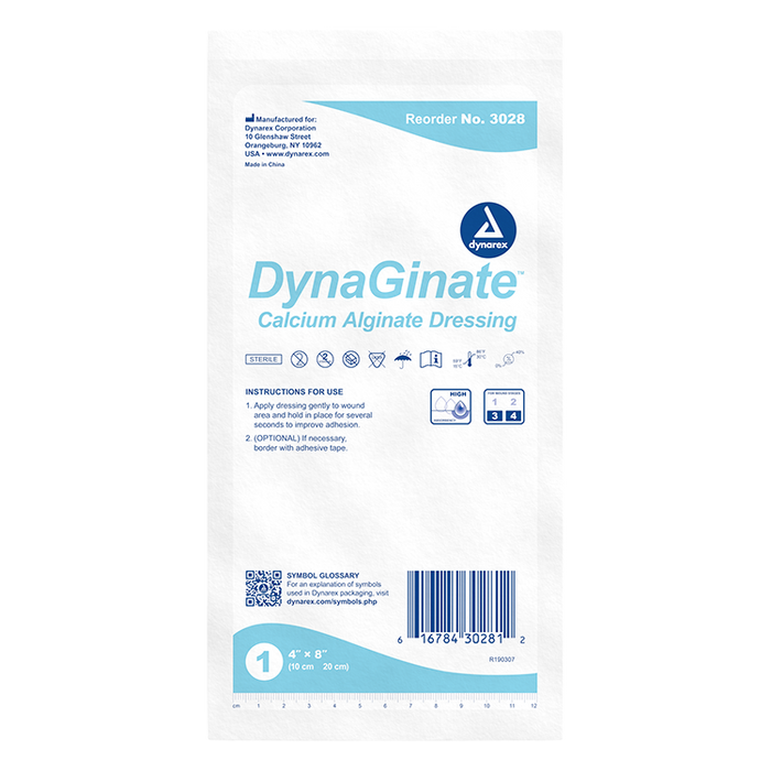 DynaGinate - Calcium Alginate Dressing, 4" x 8", 5/Box, 12/Case