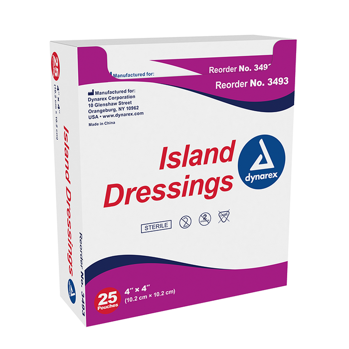 Island Dressing Sterile, 4" x 4", 25/Box