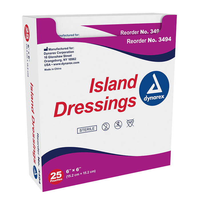 Island Dressing Sterile, 6" x 6", 25/Box