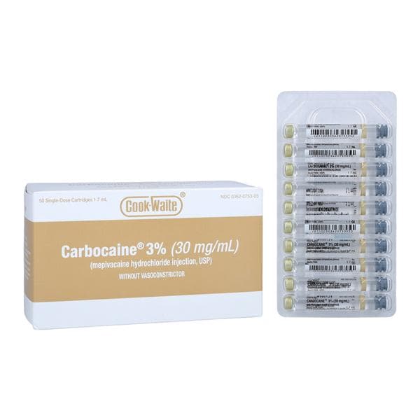 Carbocaine Mepivacaine HCl 3% Plain 1.7 mL 50/Box
