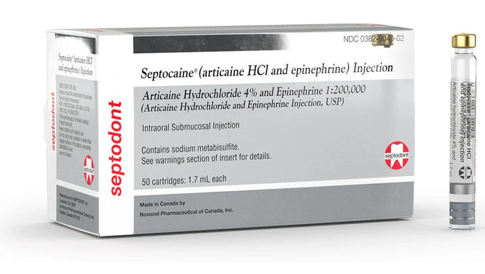 Septocaine Articaine HCl 4% Epinephrine 1:200,000 1.7 mL 50/Box